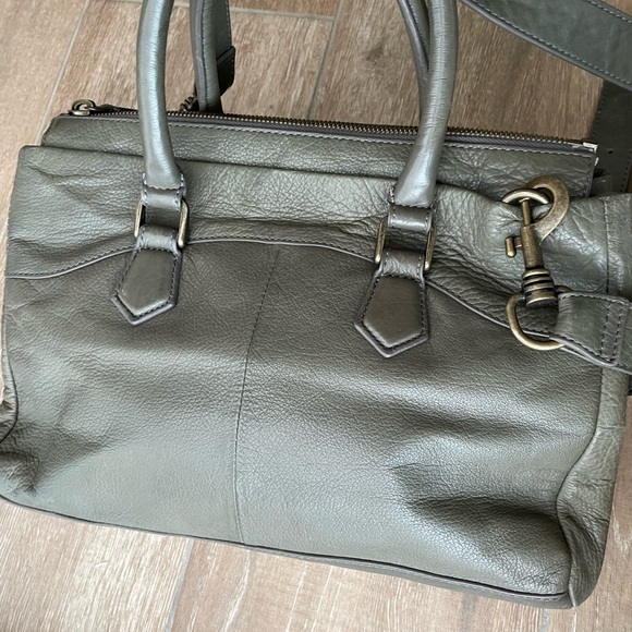 Liebeskind Berlin Grey Green Leather Tote Bag Satchel Purse with Shoulder Strap - Picture 3 of 16